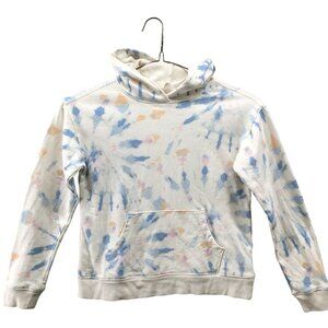 Crewcuts‎ Tie Dye Hoodie Girls L 10-12 White Blue Cotton Pullover